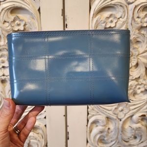 Blue Estee Lauder makeup bag
